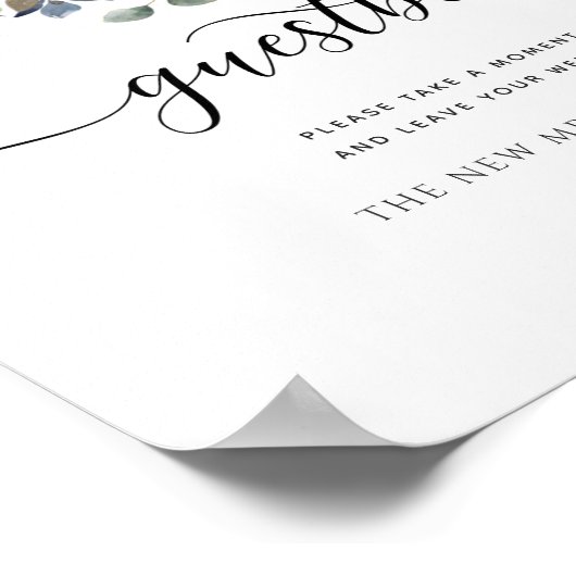 Poster Mariage ou autre, Floral bienheureux, Signe du liv (Coin)