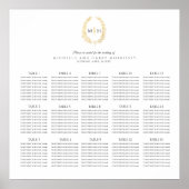 Poster Mariage ovale en or noir 15 tables (Devant)