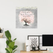 Poster Mariage Pale Millennial Pink Heart Leaf Tree (Bureau à domicile)