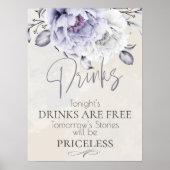 Poster Mariage | Panneau de bar aux pivoines en albâtre e (Devant)