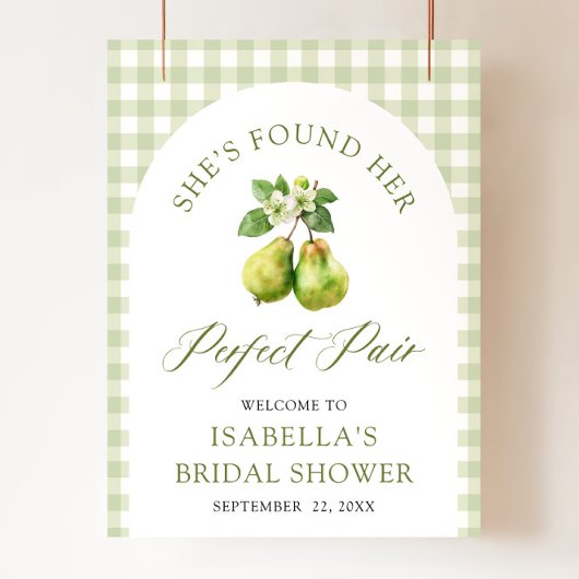Poster Mariage Parfait Moderne Gingham Vert pour une Fête