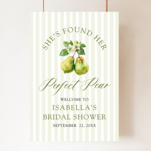Poster Mariage Parfait Poire Gingham Vert Moderne