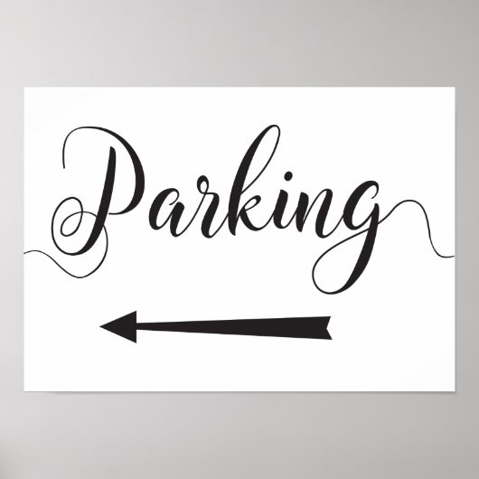 Poster Mariage Parking Instructions Signer Flèche gauche (Devant)
