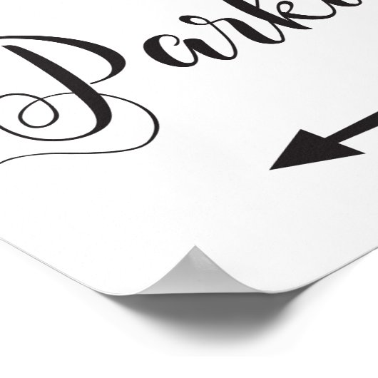 Poster Mariage Parking Instructions Signer Flèche gauche (Coin)