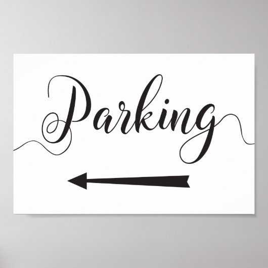 Poster Mariage Parking Instructions Signer Flèche gauche (Devant)