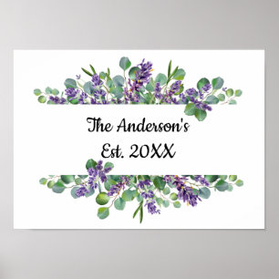 Poster Mariage personnalisé avec eucalyptus et lavande