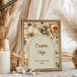 Poster Mariage personnalisé avec fleurs de sauge orange b