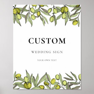 Poster Mariage personnalisé de la branche Olive