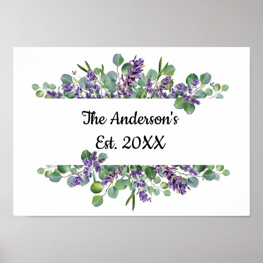 Poster Mariage personnalisé de verdure d'eucalyptus et de (Devant)