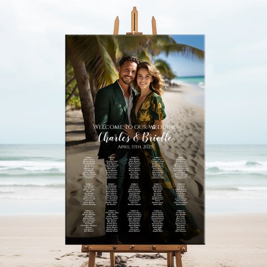 Poster Mariage photo carte assise élégant moderne