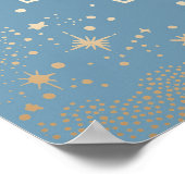 Poster Mariage Photo Céleste Bleu Étoiles Lune (Coin)