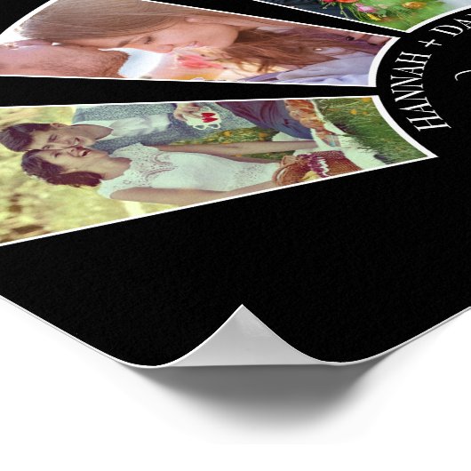 Poster Mariage Photo Collage Forme du ventilateur Nom per (Coin)