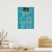 Poster Mariage photo en bois bleu rustique (Cuisine)