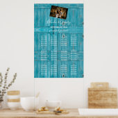 Poster Mariage photo en bois bleu rustique (Cuisine)