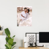 Poster Mariage photo Gold Modern Script Bienvenue Élégant (Bureau à domicile)