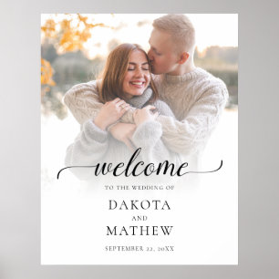 Poster Mariage Photo Moderne Bienvenue Manuscrite