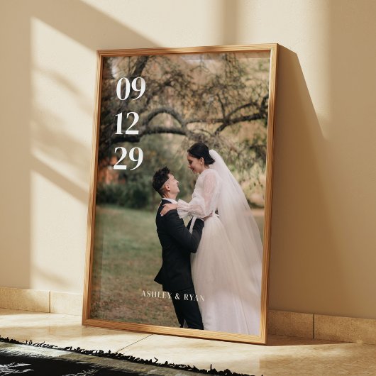 Poster Mariage photo moderne complet Date personnalisée