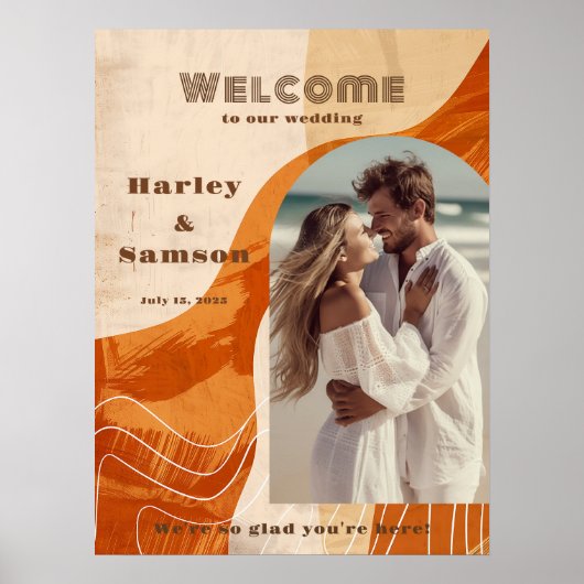 Poster Mariage photo moderne signe rétro arche design (Devant)