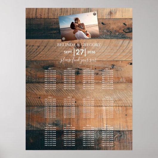 Poster Mariage photo Rustique en bois (Devant)