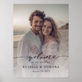 Poster Mariage photo signe de bienvenue, calligraphie mod (Devant)