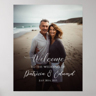 Poster Mariage photo signe de bienvenue calligraphie mode