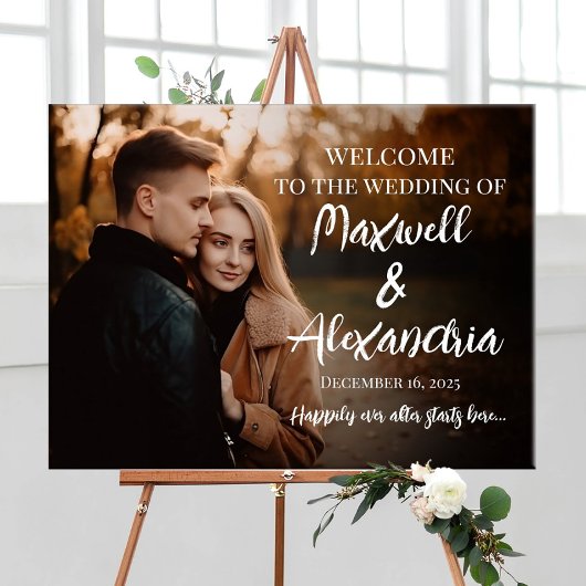 Poster Mariage photo signe de bienvenue calligraphie mode