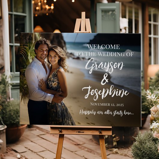 Poster Mariage photo signe de bienvenue calligraphie mode