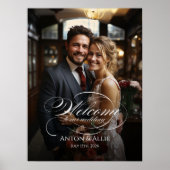 Poster Mariage photo signe de bienvenue élégant calligrap (Devant)