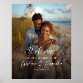 Poster Mariage photo signe de bienvenue élégant calligrap (Devant)