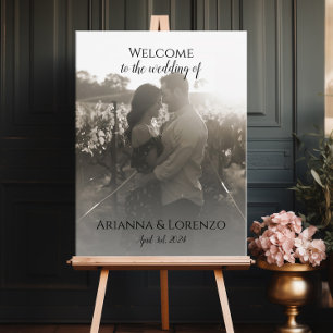 Poster Mariage photo signe de bienvenue élégant calligrap