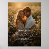 Poster Mariage photo signe de bienvenue élégant calligrap (Devant)