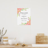 Poster Mariage Pink Peony Bienvenue (Cuisine)