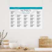 Poster Mariage Plage Bleu Starfish Grand Seating Chart (Cuisine)