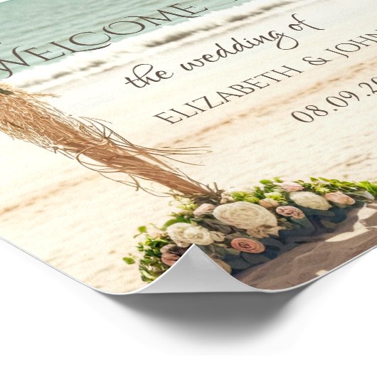 Poster Mariage plage Roses d'Arbor (Coin)