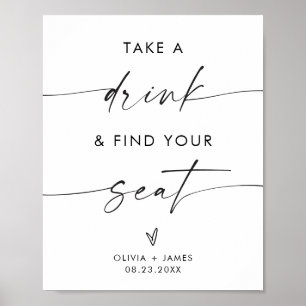 Poster Mariage Prendre Un Verre Trouver Votre Siège Signa