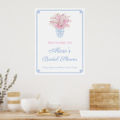 Poster Mariage Prénuptial en Chinoiserie Rose et Bleu Pâl (Cuisine)