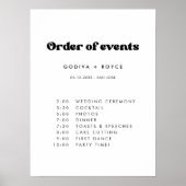 Poster Mariage rétro élégant Ordre des événements (Devant)