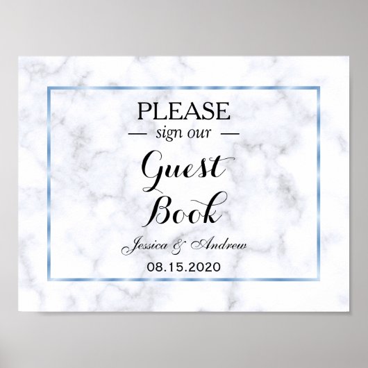 Poster Mariage romantique Blue Marble (Devant)