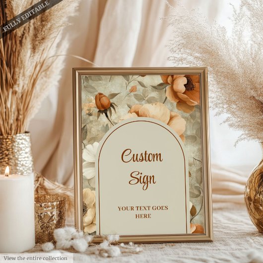 Poster Mariage romantique boho terracotta vert sauge pers