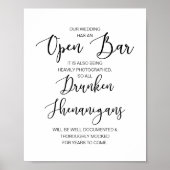 Poster Mariage romantique Open Bar, shenanigans ivres (Devant)