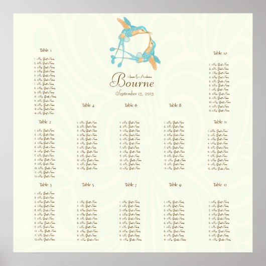 Poster Mariage Romantique Rustique Baiser de Colibri Oise (Devant)