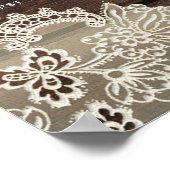 Poster Mariage Romantique Rustique Bois & Dentelle Plan d (Coin)