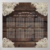 Poster Mariage Romantique Rustique Bois & Dentelle Plan d (Devant)