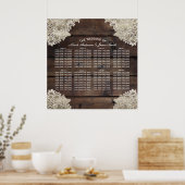 Poster Mariage Romantique Rustique Bois & Dentelle Plan d (Cuisine)