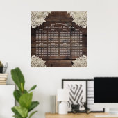 Poster Mariage Romantique Rustique Bois & Dentelle Plan d (Bureau à domicile)