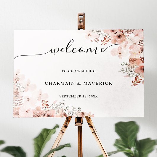 Poster Mariage Rose Fleuri