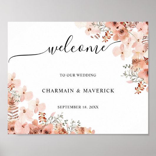 Poster Mariage Rose Fleuri (Devant)