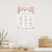 Poster Mariage rose Floral (Cuisine)