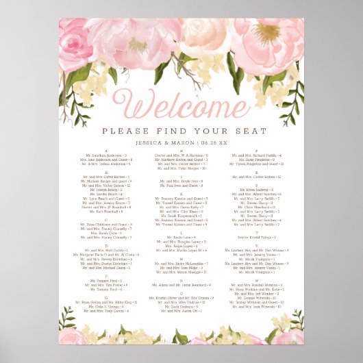 Poster Mariage rose Floral (Devant)