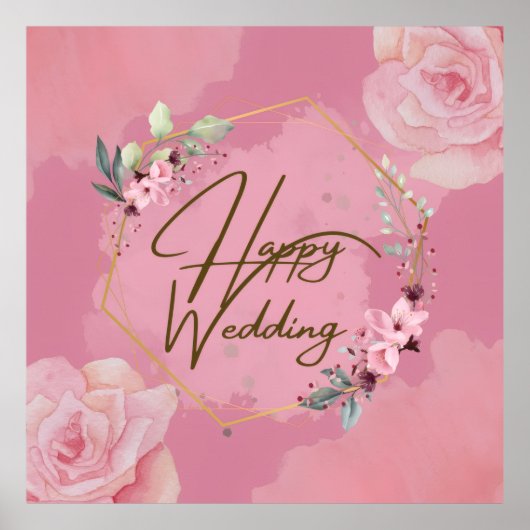Poster Mariage rose Floral (Devant)